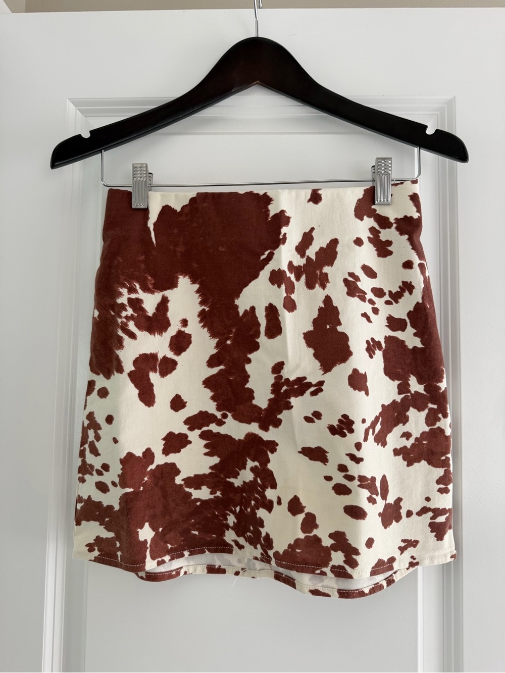 Show Me Your MuMu Rust & Cream Cow-Print Mini Skirt